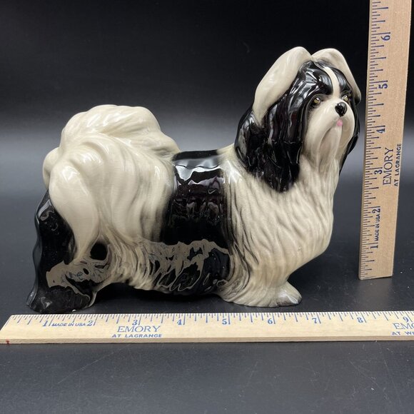 Coopercraft England Shih-Tzu / Lhasa Apso Black & White Ceramic Figurine - Picture 12 of 12